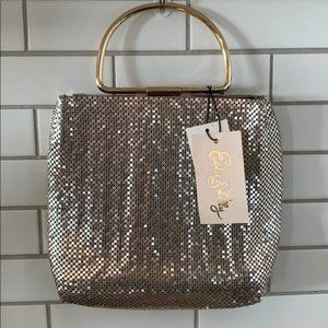 NWT Estee & Lilly Gold Chainmail Evening Bag